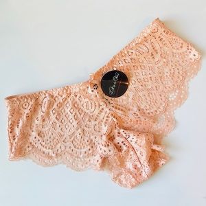 NWT Oh La La Cheri Coral Orange Lace Underwear Panties